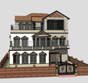 我的别墅简欧建筑SU模型下载_sketchup草图大师SKP模型