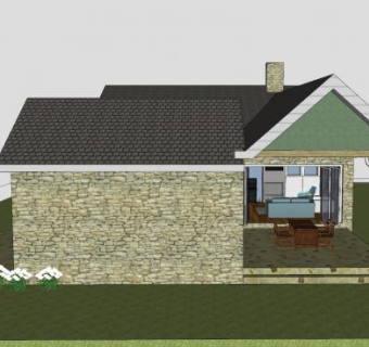 单户住宅建筑SU模型下载_sketchup草图大师SKP模型