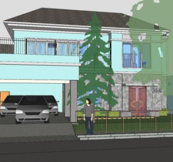 泳池楼梯房别墅SU模型下载_sketchup草图大师SKP模型