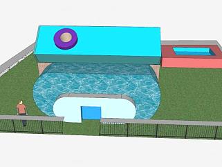 现代简易房屋泳池设计SU模型下载_sketchup草图大师SKP模型