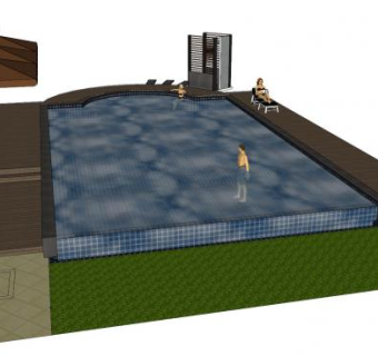 苏梅岛泳池设计SU模型下载_sketchup草图大师SKP模型