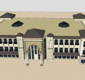 复古宫殿建筑SU模型下载_sketchup草图大师SKP模型
