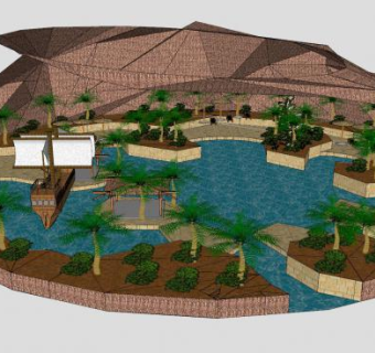 露天观景泳池设计SU模型下载_sketchup草图大师SKP模型