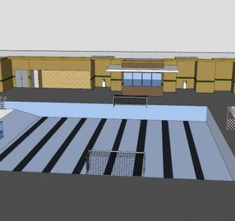 学校的足球泳池场SU模型下载_sketchup草图大师SKP模型