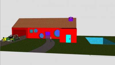 克莱尔房子泳池建筑SU模型下载_sketchup草图大师SKP模型