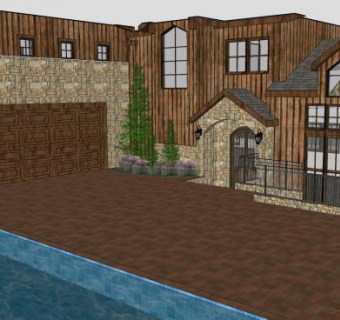 现代住宅森林建筑SU模型下载_sketchup草图大师SKP模型