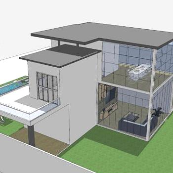 现代房子别墅建筑户外住宅SU模型下载_sketchup草图大师SKP模型