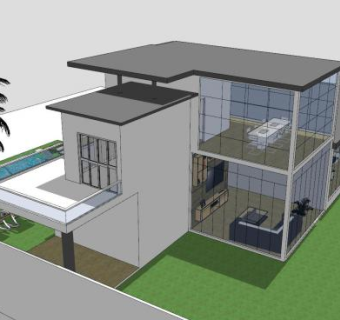 现代房子别墅建筑户外住宅SU模型下载_sketchup草图大师SKP模型