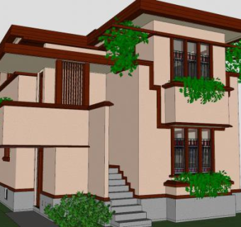 美国房屋别墅SU模型下载_sketchup草图大师SKP模型