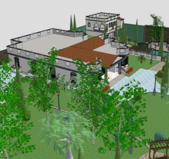 法式住宅豪华别墅SU模型下载_sketchup草图大师SKP模型