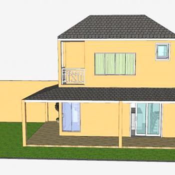 联排别墅住宅现代建筑SU模型下载_sketchup草图大师SKP模型