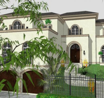 地中海风格大厦建筑SU模型下载_sketchup草图大师SKP模型