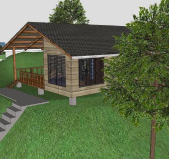 木质小屋住宅建筑SU模型下载_sketchup草图大师SKP模型