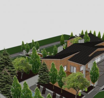 现代住宅景观建筑SU模型下载_sketchup草图大师SKP模型