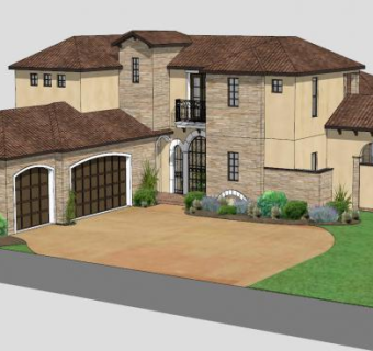 现代别墅简欧房子SU模型下载_sketchup草图大师SKP模型