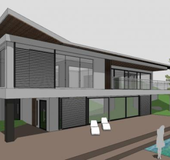 现代山顶别墅建筑SU模型下载_sketchup草图大师SKP模型