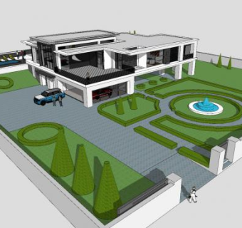 现代景观户外别墅建筑SU模型下载_sketchup草图大师SKP模型