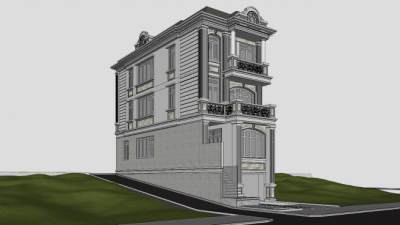 简欧别墅建筑小房子SU模型下载_sketchup草图大师SKP模型