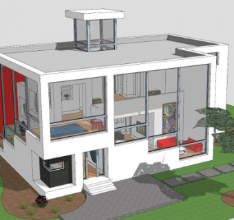 现代家居别墅建筑SU模型下载_sketchup草图大师SKP模型