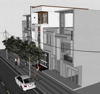 房子街道别墅建筑SU模型下载_sketchup草图大师SKP模型