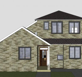 单户型罗塞洛别墅SU模型下载_sketchup草图大师SKP模型