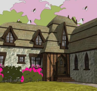 现代小屋景观建筑SU模型下载_sketchup草图大师SKP模型