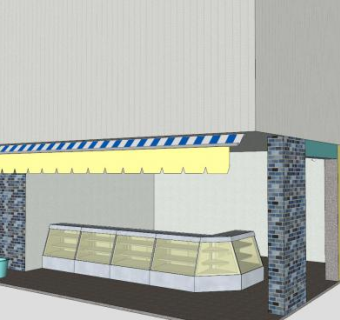 鱼屋商店商铺建筑SU模型下载_sketchup草图大师SKP模型