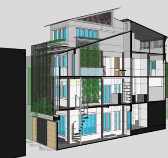 现代别墅建筑住宅SU模型下载_sketchup草图大师SKP模型