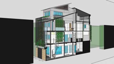 现代别墅建筑住宅SU模型下载_sketchup草图大师SKP模型