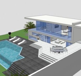 现代别墅建筑户外住宅SU模型下载_sketchup草图大师SKP模型