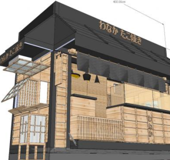 日本老式街头章鱼烧小吃店SU模型下载_sketchup草图大师SKP模型