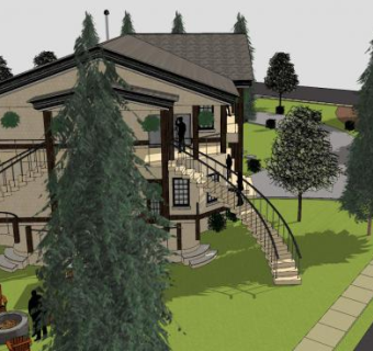 罗斯家别墅房子SU模型下载_sketchup草图大师SKP模型