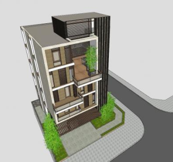 现代房子小别墅SU模型下载_sketchup草图大师SKP模型