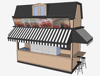 日本食品零售小吃亭建筑SU模型下载_sketchup草图大师SKP模型