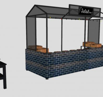 市场上卖沙拉的街边小摊SU模型下载_sketchup草图大师SKP模型