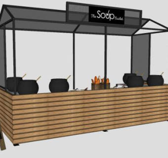 汤汁小吃街市小摊SU模型下载_sketchup草图大师SKP模型