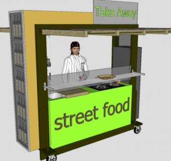 移动式街头小吃店SU模型下载_sketchup草图大师SKP模型