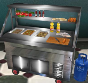 铁制移动街边小吃店SU模型下载_sketchup草图大师SKP模型