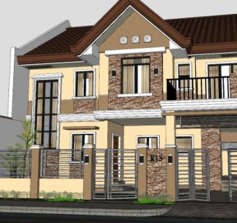 双层房子别墅SU模型下载_sketchup草图大师SKP模型