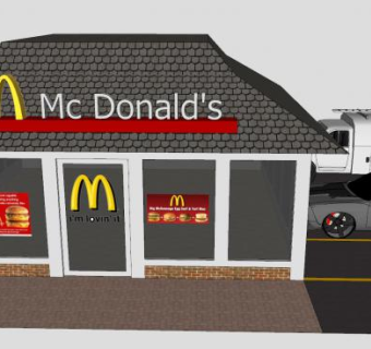 麦当劳汉堡店商店SU模型下载_sketchup草图大师SKP模型