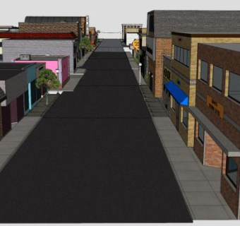 缅因街商业主街建筑SU模型下载_sketchup草图大师SKP模型