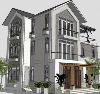 越南永城房子别墅SU模型下载_sketchup草图大师SKP模型