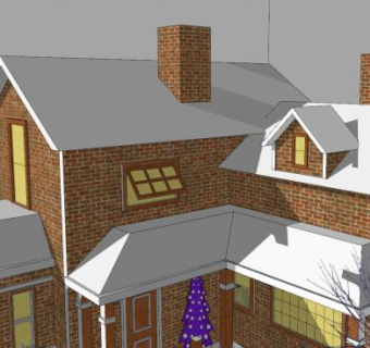 美国经典别墅建筑SU模型下载_sketchup草图大师SKP模型