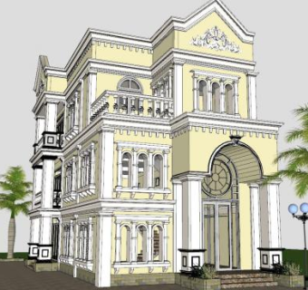 法国风格房子建筑SU模型下载_sketchup草图大师SKP模型
