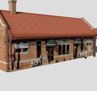 纪念碑滩火车站建筑SU模型下载_sketchup草图大师SKP模型