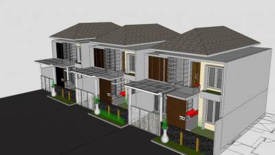 极简房子建筑SU模型下载_sketchup草图大师SKP模型