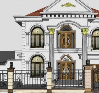 家庭简欧别墅建筑SU模型下载_sketchup草图大师SKP模型