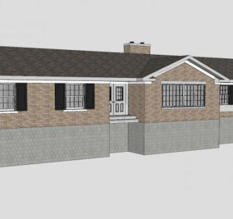 郊区牧场住宅建筑SU模型下载_sketchup草图大师SKP模型