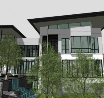 漂亮别墅户外建筑SU模型下载_sketchup草图大师SKP模型