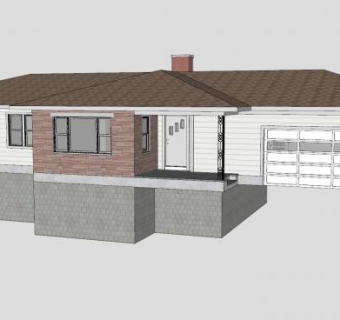 老式中期牧场住宅SU模型下载_sketchup草图大师SKP模型